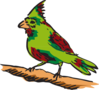 Green And Red Perched Bird Clip Art